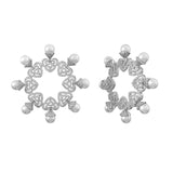 Taj Cz And White Pearls Edgy Earrings