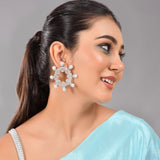 Taj Cz And White Pearls Edgy Earrings