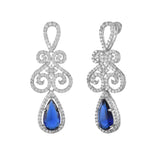 Taj Royal Blue And White Cz Drop Earrings