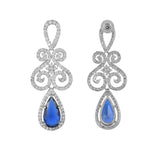 Taj Royal Blue And White Cz Drop Earrings