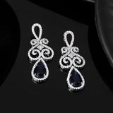 Taj Royal Blue And White Cz Drop Earrings