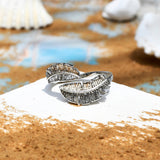 Hawaii Banana Leaf Silver Wrap Ring