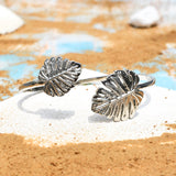 Hawaii Monstera Silver Wrap Cuff