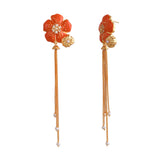 Flower Fantasy Golden Bloom Vermilion Dangler Earrings