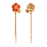 Flower Fantasy Golden Bloom Vermilion Dangler Earrings