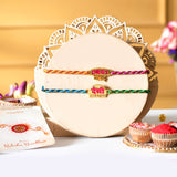 Desi Bhai-Bhabhi Multi Color Thread Lumba Rakhi Combo For Bhaiya Bhabhi