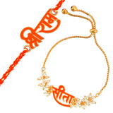 Sita-Ram Vermilion Enamel Lumba Rakhi Combo For Bhaiya Bhabhi