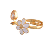 Flower Fantasy Leafy White Ring