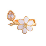 Flower Fantasy Leafy White Ring