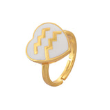 Zodiac Aquarius Enamel Ring