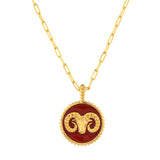 Zodiac Aries And Evil Eye Reversible Pendant