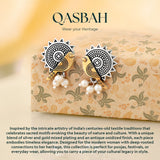 Qasbah Mayura Oxidised Two Tone Two Finger Ring