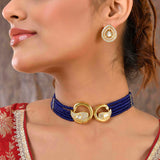 Panchhi Kruttika Blue Choker Necklace Set