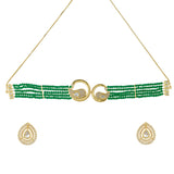 Panchhi Kruttika Choker Green Necklace Set