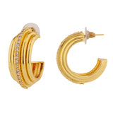 Trendy Earrings Studded Fluted Hoop Earrings