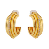 Trendy Earrings Studded Fluted Hoop Earrings