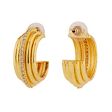 Trendy Earrings Studded Fluted Hoop Earrings