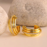 Trendy Earrings Studded Fluted Hoop Earrings