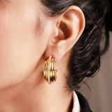 Trendy Earrings Studded Fluted Hoop Earrings