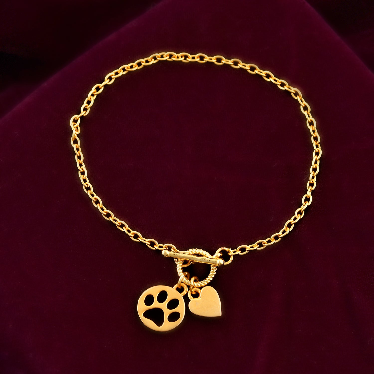 Valentine's Day Pawfect Love Toggle Charm Bracelet