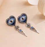 Boho Tribe Nomadic Hearts Eye Oxidised Earrings