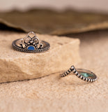 Boho Tribe Mystic Flora Oxidised Stackable Rings