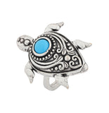 Boho Tribe Turtle Turquoise Oxidised Ring