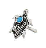 Boho Tribe Turtle Turquoise Oxidised Ring