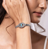 Boho Tribe Wanderer’s Eye Turquoise Oxidised Cuff Bangle