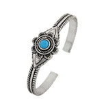 Boho Tribe Flower Turquoise Cuff Bangle