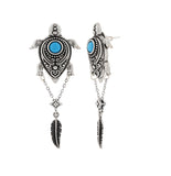 Boho Tribe Turtle Turquoise Oxidised Dangle Earrings