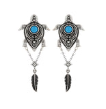 Boho Tribe Turtle Turquoise Oxidised Dangle Earrings