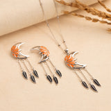 Boho Tribe Moonlit Lotus Oxidised Necklace Set