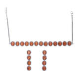 Dazzling Necklace Set With Luminous CZ Sparkles and Orange Stones