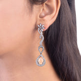 Brass Zircon Gems Adorned Earrings