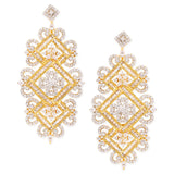 American Diamond CZ Traditional Gold Plated Brass Earrings