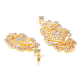 American Diamond CZ Traditional Gold Plated Brass Earrings