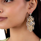 American Diamond CZ Traditional Gold Plated Brass Earrings