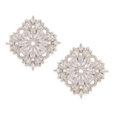 American Diamond CZ Silver Plated Brass Stud Earrings