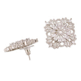 American Diamond CZ Silver Plated Brass Stud Earrings