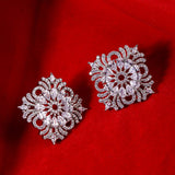 American Diamond CZ Silver Plated Brass Stud Earrings