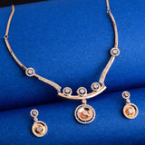 American Diamond CZ Rose Gold Brass Jewellery Set