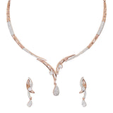 Sparkling Elegance Rose Gold Classy Necklace Set