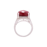 Oval Red Gemstones Adorned Ring