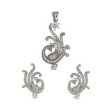 Designer Peacock Silver Plated Pendant Set