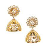 American Diamond CZ Traditional Gold Plated White Brass Jhumka Earrings for Women