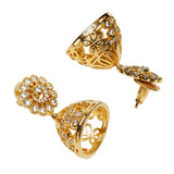 American Diamond CZ Traditional Gold Plated White Brass Jhumka Earrings for Women