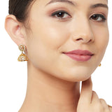 American Diamond CZ Traditional Gold Plated White Brass Jhumka Earrings for Women