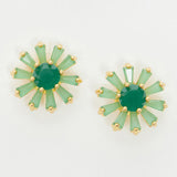 Green Stone Studded Floral Earrings