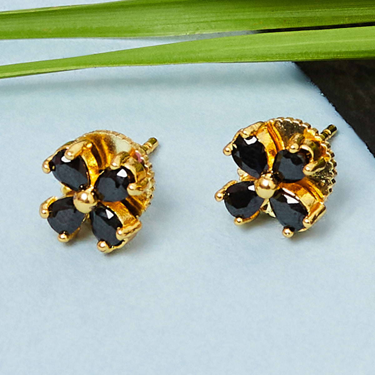 Sparkling CZ Black Stones Stud Earrings – VOYLLA